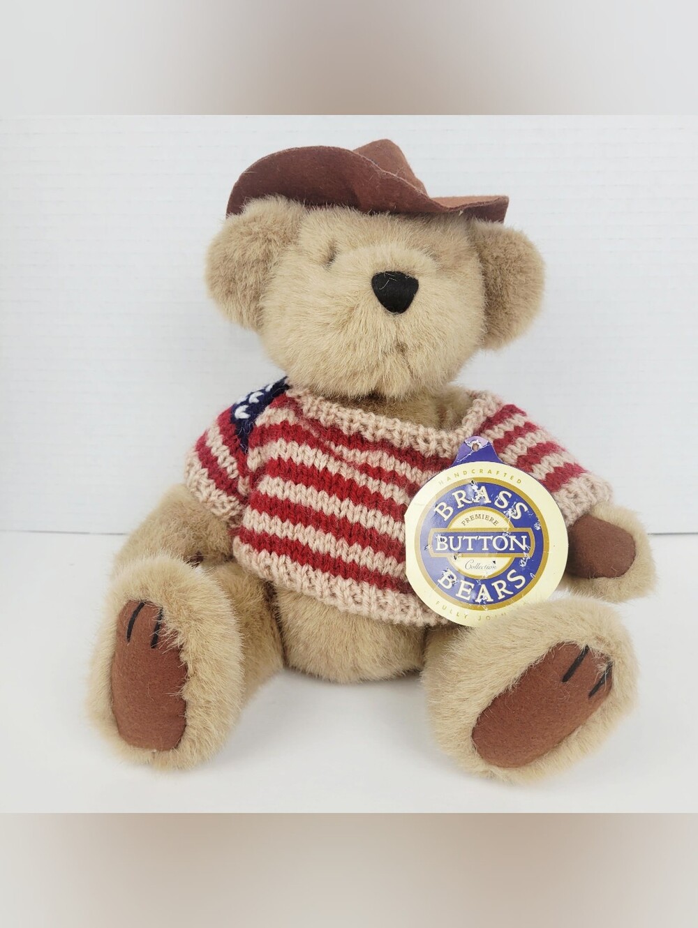 Pickford Bears Brass Button Collection~Cody Friendship Plush~USA Flag Sweater 9"